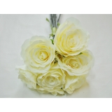 y11482 花藝設計-精緻人造花-七頭維西利亞玫瑰-桃(黃、白)