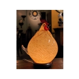 y12183 燈飾系列-桌燈-手工琉璃-起家福氣燈 橘紅(茶色)(公雞、母雞)
