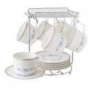 y16048 餐具器皿 咖啡茶具-韋格納新骨瓷咖啡六杯盤組附金架