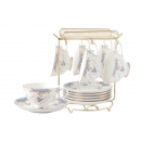 y12514 餐茶器皿-咖啡茶具-英式花茶下午茶骨瓷茶具整套咖啡具咖啡杯碟-馨語新骨瓷杯盤組金架 