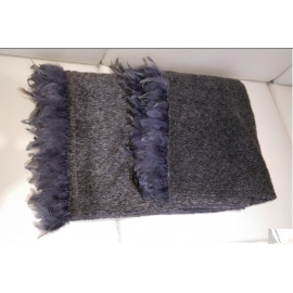 銀色鑲羽毛邊床尾毯(y14789 地毯,桌旗,抱枕,布品 )