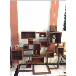 柚木幾何方塊收納書櫃y15175傢俱系列-實木家具(訂製品)