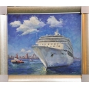 大船入港-y12549 油畫- 風景油畫系列(可指定尺寸訂製)