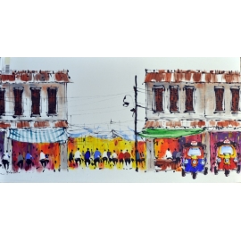 油畫街景-y15363-畫作系列---已售出 ， 可訂製