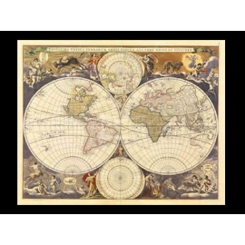 y01693 複製畫 Visscher-New World Map, 17th Century V114 (y00779)