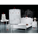 y09446 白色實木貼花磁磚雙人床架+床頭櫃-台灣製造