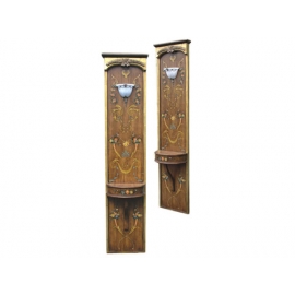 y09452 古典實木直式壁飾置物台(含燈罩)