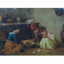 小孩與雞-y01090-油畫人物