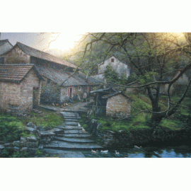 y01144 油畫(風景) 村莊