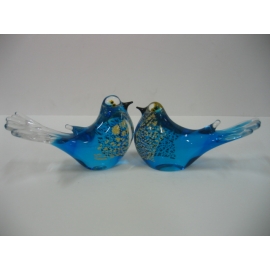 玻璃水晶喜鵲-藍 y01180 水晶飾品系列 