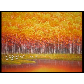 y01354(油畫)紅色森林
