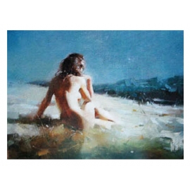 海邊裸女-y01419(油畫)