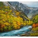 y01821(油畫)小溪邊的寧靜
