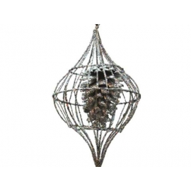 y02575-裝飾球-松果吊飾(銀色)