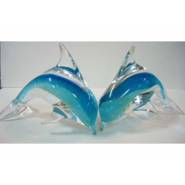 夜光水晶海豚(一對) y03273 水晶飾品系列-琉璃水晶---無庫存