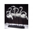 y03421 立體雕塑 亮白 火焰鳥群