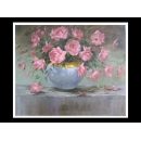 y03640 油畫-風景系列-粉紅玫瑰花