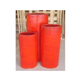 y03773 花器-陶瓷花器-橢圓柱形紅花器三件組