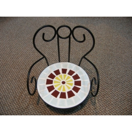 y03827 鐵材藝術-馬賽克系列-馬賽克圓椅造型擺飾