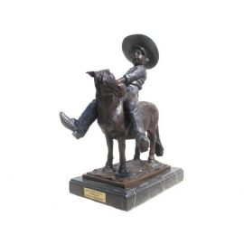 y09482 銅雕男孩-騎馬