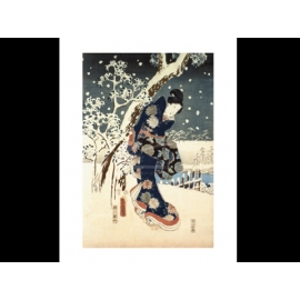 y09506 複製畫 Hiroshige-Snow Scene in the Garden of a Daimyo, pa