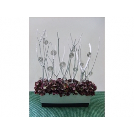 y09757 花藝設計-人造花銀枝紫繡球盆花