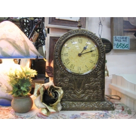 銅製拱門雕花造型桌鐘 y10058 時鐘.溫度計.鏡子 桌鐘