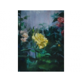 黃玫瑰花油畫-畫家:張凱洋-y10073