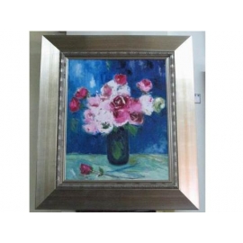 y10164 油畫花系列-名家畫作-謝美玲-瓶花玫瑰