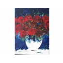 y10179-油畫-油畫風景-名家畫作-謝美玲-白瓶紅玫瑰