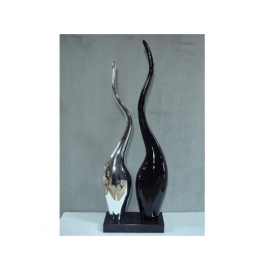 電鍍雕塑-春意 電鍍銀鋼烤黑 y10641 立體雕塑.擺飾 電鍍擺飾系列
