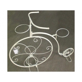 y10843-花器系列-鐵製花器-白色腳踏車花架(6011D2193)