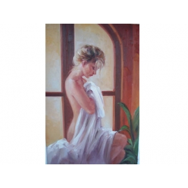窗邊少女-y11176-畫作系列-油畫-油畫人物