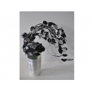 y11257 花藝設計-人造花黑銀玫瑰造型花藝盆花