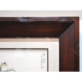 y11437 裝框裱褙相框系列-裱框成品參考-幾合紋樣咖啡色框
