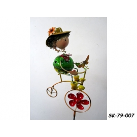 y11946 鐵材藝術-鐵插-鐵娃娃花插腳踏車 (兩款)