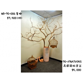 y11970 花器系列-高圓筒貼瓷盆、(金樹/枝)