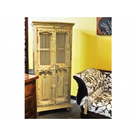 y12067 傢俱系列-印度傢俱-刷白老鐵飾雙門櫃