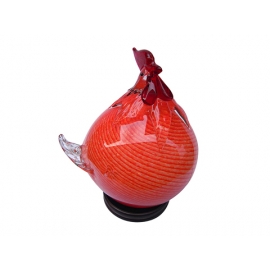y12183 燈飾系列-桌燈-手工琉璃-起家福氣燈 橘紅(茶色)(公雞、母雞)