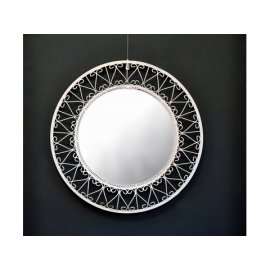 白色花邊圓鏡子 y12404-時鐘.溫度計.鏡子 鏡子 鐵材 白色花邊圓鏡子(TW62-1081)