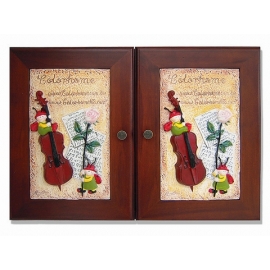 y12475 粉玫瑰小提琴木質鑰匙盒keybox-棕色(另有白色與多款可挑選)